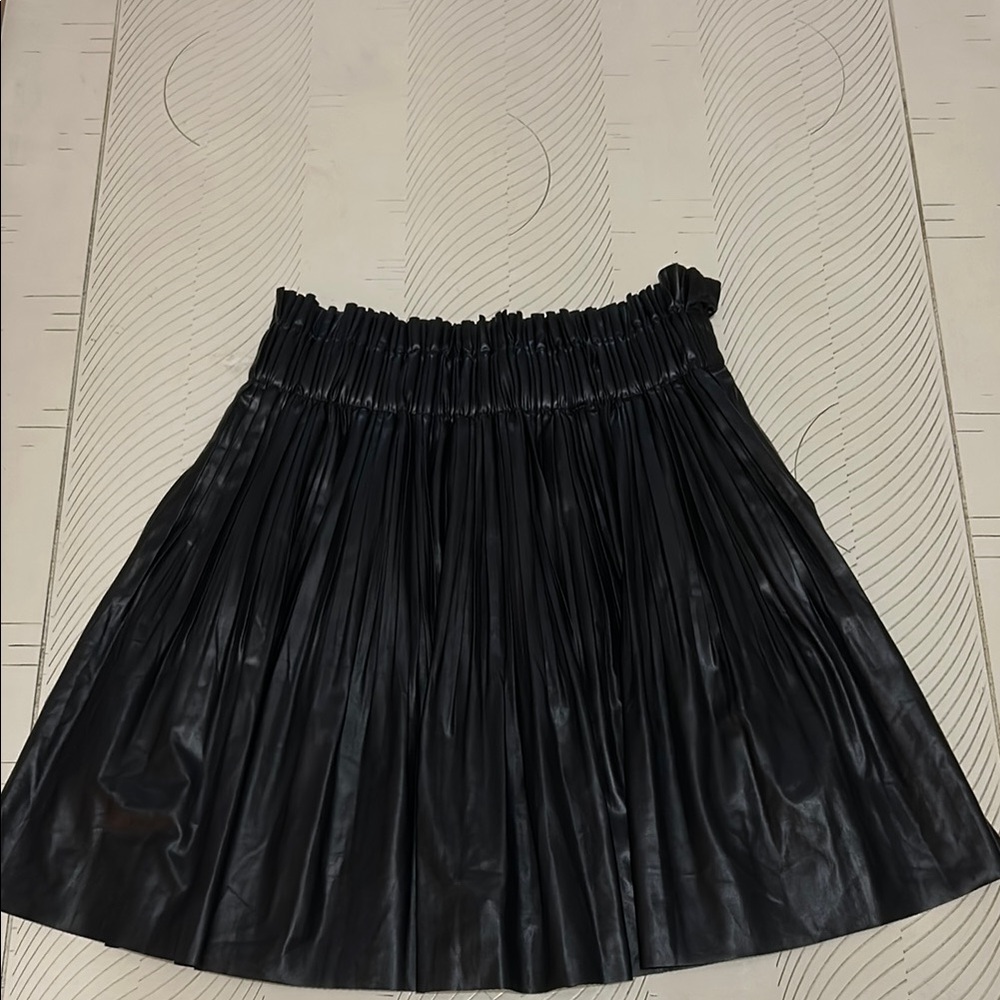 Zara Black Faux Leather Skater Skirt